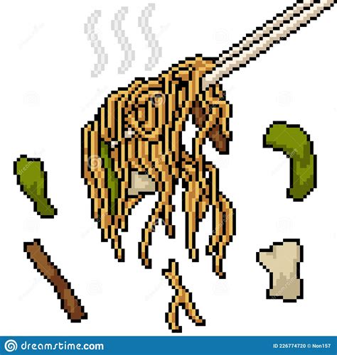 Pixel Art Asian Noodle Chopstick Stock Vector Illustration Of