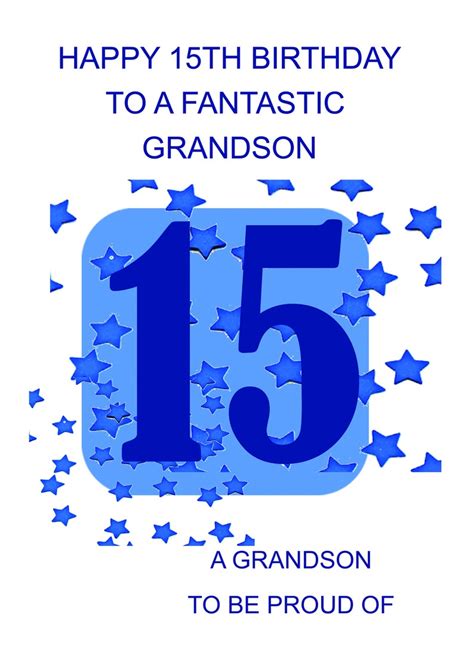Grandson 15th Birthday Card Etsy