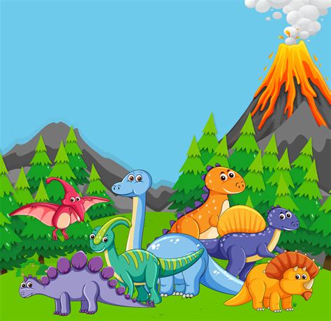 Flat Dinosaur In Nature 418732 Download Free Vectors