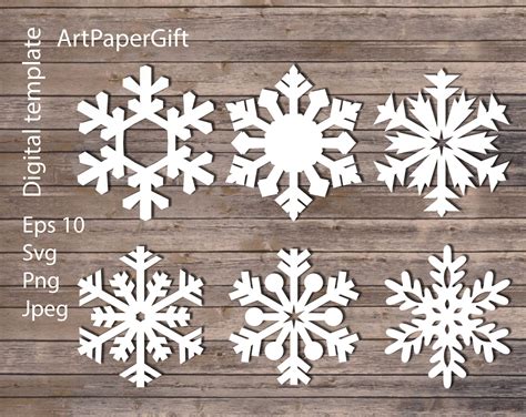 Svg Snowflake Paper Die Cut Out Template Dxf Digital Cutting Etsy