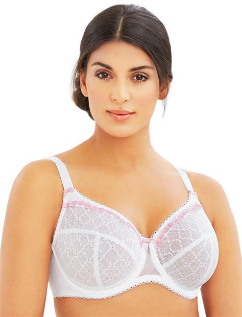 glamorise elegance underwire lace bra in white glamorise 9845