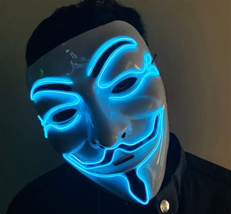 Azul Anónimo Led Hacker Máscara Halloween Traje Fancy Vestido Etsy