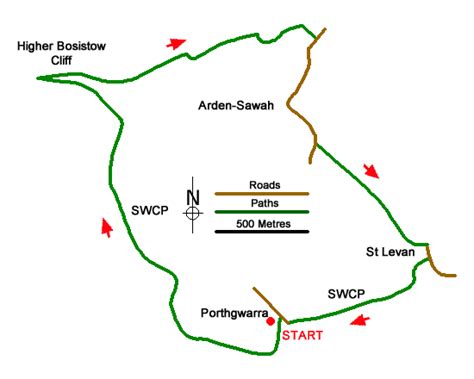 Porthgwarra And St Levan Circular Walk Route Map
