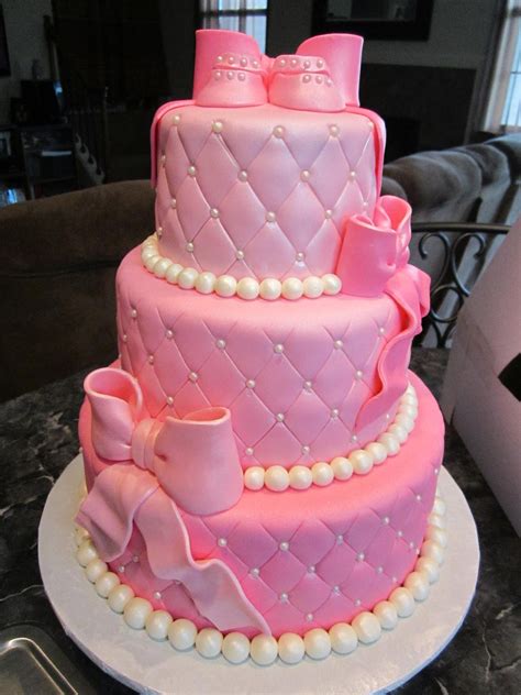 Mymonicakes Pink And Pearls Baby Shower Cake