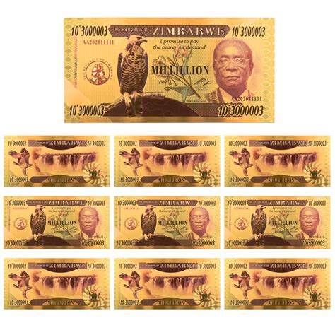 10pcs gold zimbabwe one millillion dollars banknote novelty notes coa ebay