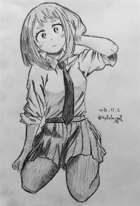 Boku no Hero Academia Uraraka Ochako Dibujo Drawing アニメスケッチ