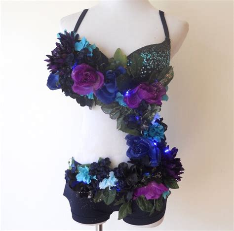 items similar to midnight madness rave bra monokini edc outfit w led lights on etsy