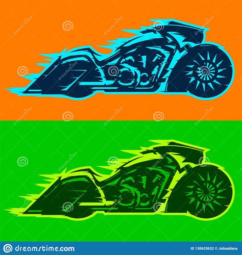 Motorcycle Vector Illustration Custom Motorbike Covered In Flames