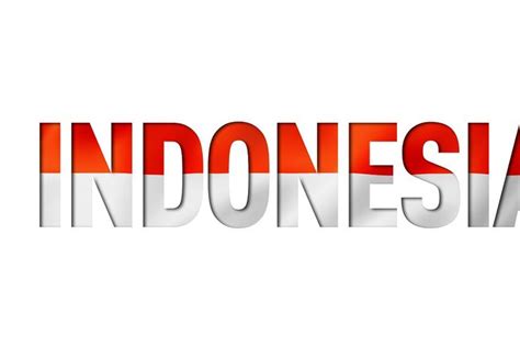 The Word Indonesia Written In Red And White With An Orange Stripe On It