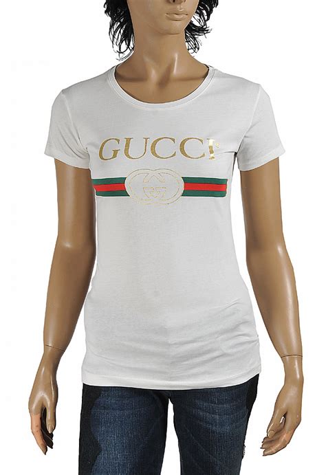 Womens Designer Clothes GUCCI Womens Cotton T Shirt With Front Logo