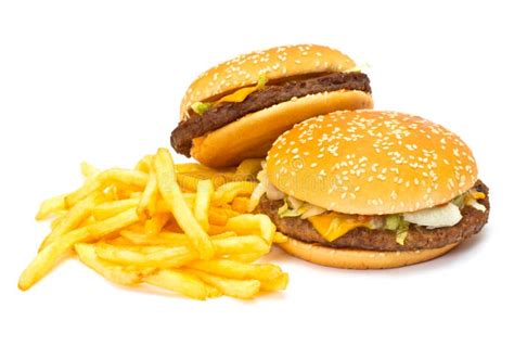 French Fries And Large Double Cheeseburger Stock Image Image Of 0da
