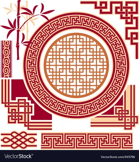 Set Of Oriental Chinese Design Elements Vector Image