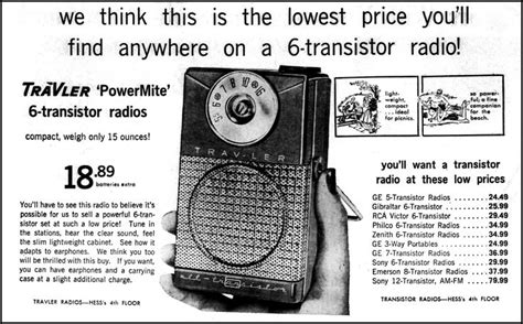 Vintage Advertising For The Trav Ler Power Mite Transistor Radio In The