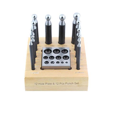 Silver 12 Cavity Dapping Block And 12 Dapping Punch Set Wstand At Best