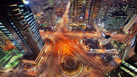 Highway Road Light Trails Seoul Landscape City Night