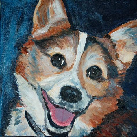 Pet Portrait Painting 12x12 Acrylic On Canvas Evelyn Pet