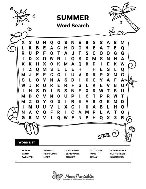 Free Printable Summer Word Search Download It At