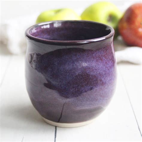 Andover Pottery — Large Deep Purple And Black Pottery Mug 16 Ounce
