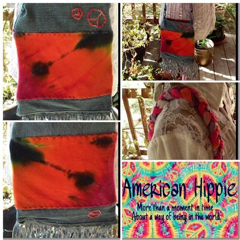 ☮ American Hippie Bohéme Boho Style ☮ Handmade Denim Tie Dye Fringe Bag