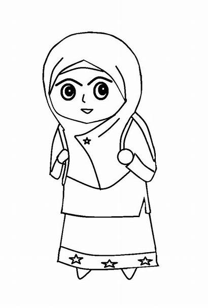 Kartun Gambar Muslim Anak Muslimah Mewarnai Dan