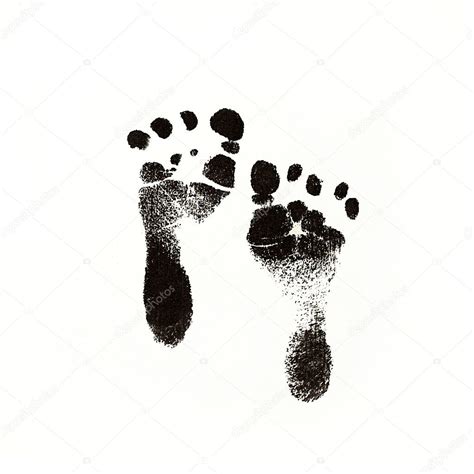 Huellas de bebé recién nacido de tinta negra fotografía de stock