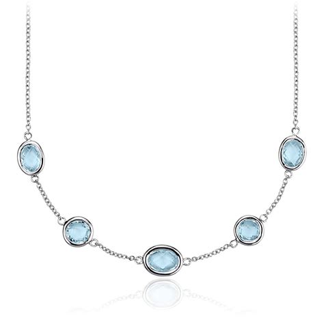 Sky Blue Topaz 5 Stone Stationed Necklace In Sterling Silver Blue Nile Uk