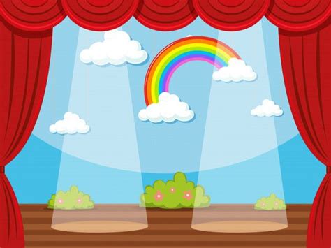 Download Stage With Rainbow In Backdrop For Free Fondos Para Niños