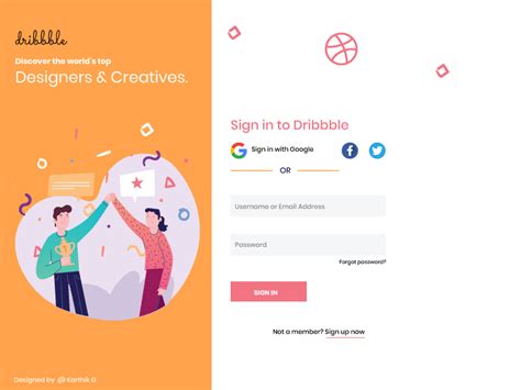 Dribbble Login Screen Concept Uplabs