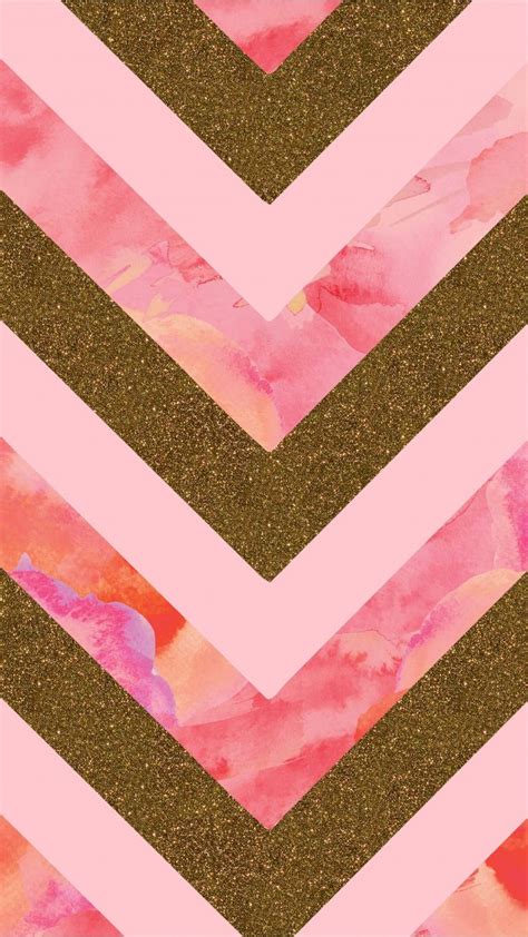 Glitter And Pink Watercolor Chevron Wallpaper Iphone Cute Free