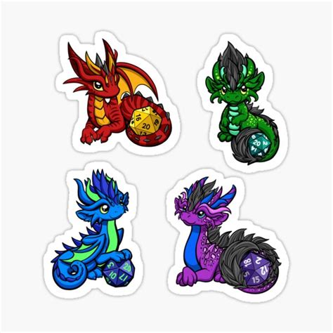 Dice Dragon Sticker Pack 2 Sticker For Sale By Rebecca Golins Redbubble
