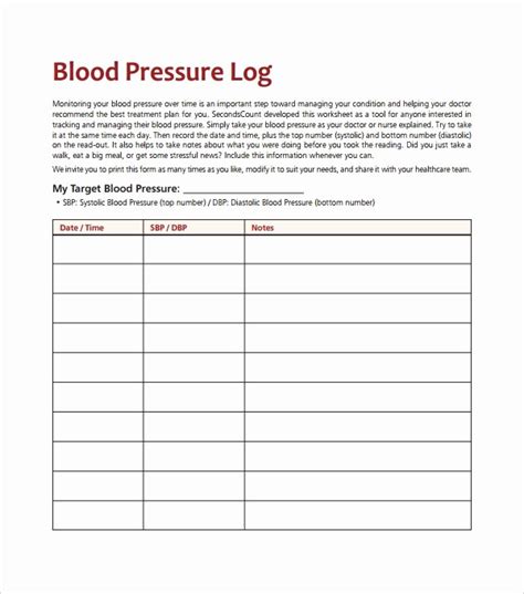 Free Printable Blood Pressure Log Lovely Blood Pressure Log Template