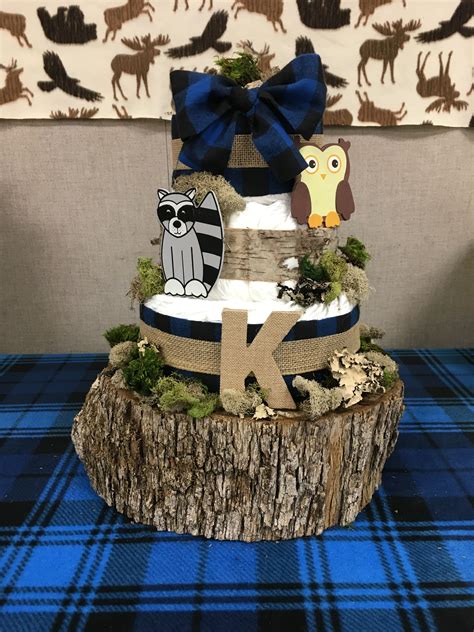 Woodland Themed Diaper Cake Woodsy Baby Showers Baby Shower Party