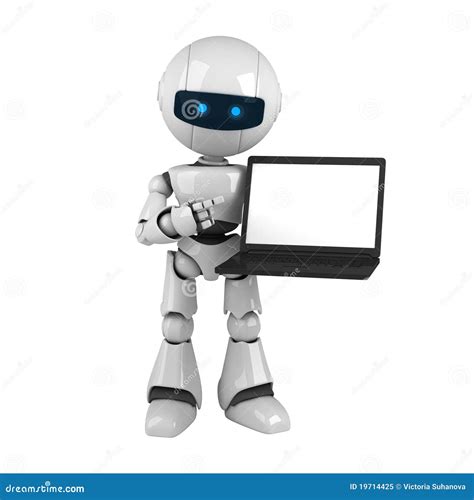 White Robot With Laptop Royalty Free Stock Photo Image 19714425