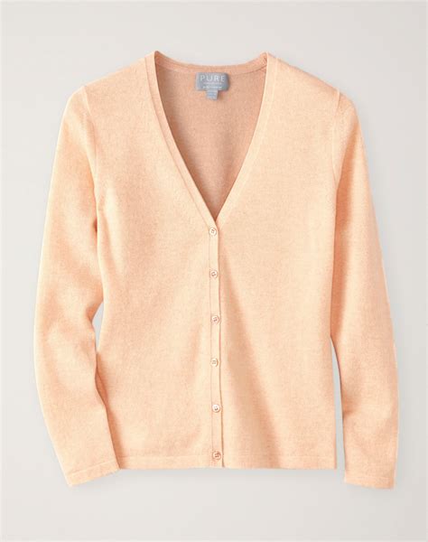 Heather Peach Cashmere V Neck Cardigan Pure Collection