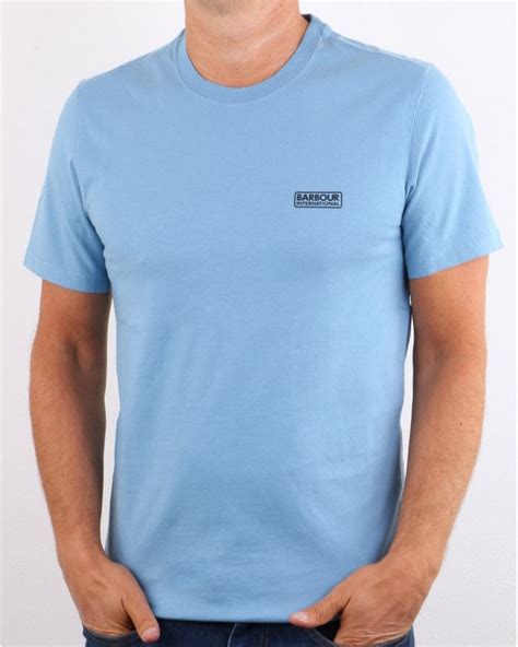 Barbour International Logo T Shirt Cool Blue 80s Casual Classics