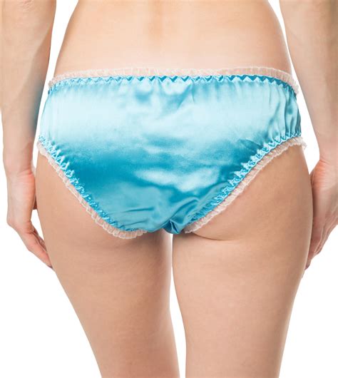 Aqua Blue Satin Sissy Tanga Frilly Bikini Knickers Briefs Panties Sizes Hot Sex Picture