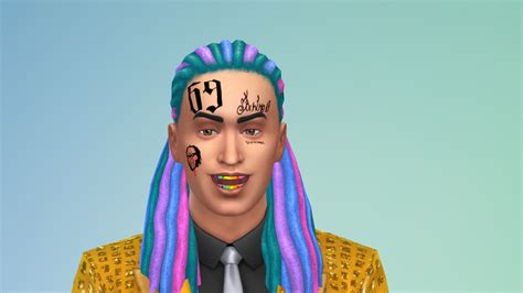 Sims 4 Custom Content By Jack Black — 6ix9ine Face Tattoos And Rainbow