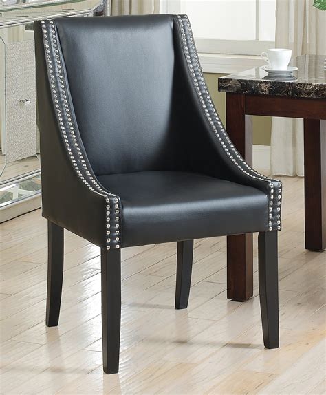Buy dining chairs with arms and get the best deals at the lowest prices on ebay! Lincoln Modern Black Leather Silver Nailhead Trim Swoop ...