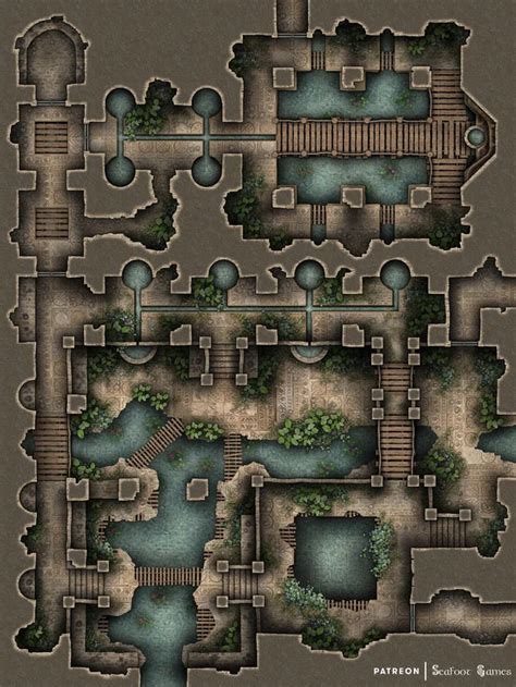 Overgrown Wellspring Temple 40x30 Battlemap Battlemaps Fantasy City