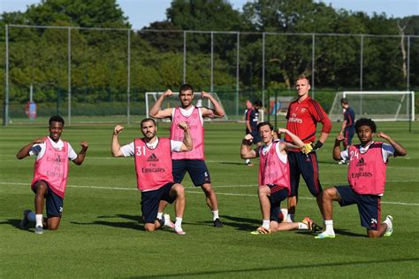 Arsenal Squad Hard At Work In Training Ahead Of Man City Restart Game