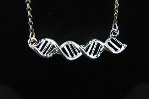 Silver Dna Charm Necklace Dna Charm Scientist Researcher Etsy