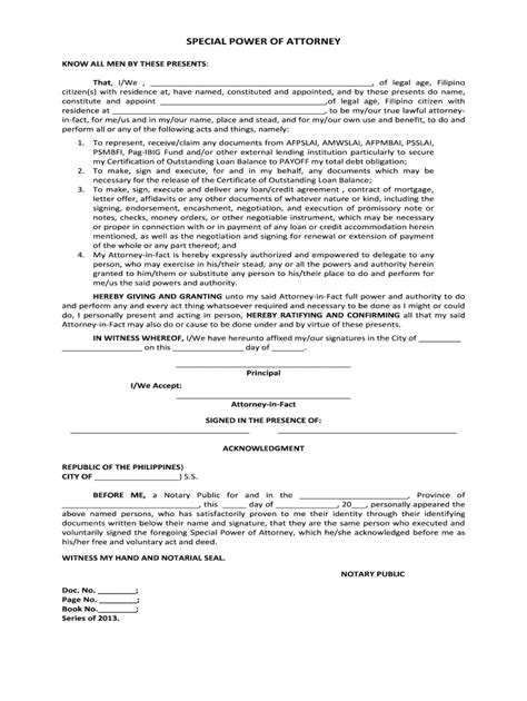 Special Power Of Attorney Fill And Sign Printable Template Online