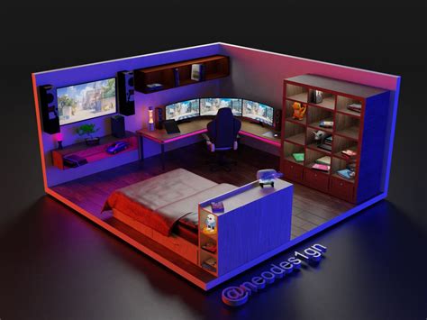 Room Anime Gaming Setups 3d Low Poly Models Game Room Design Video