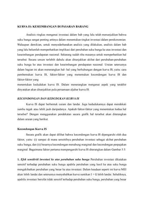 Kecondongan Kurva IS - KURVA IS: KESEIMBANGAN DI PASARAN BARANG