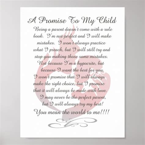 A Promise To My Child Girl Poster Zazzle