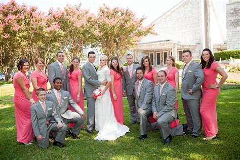 Dallas Lds Temple Wedding Bridalparty Coral Gray Lds Temples