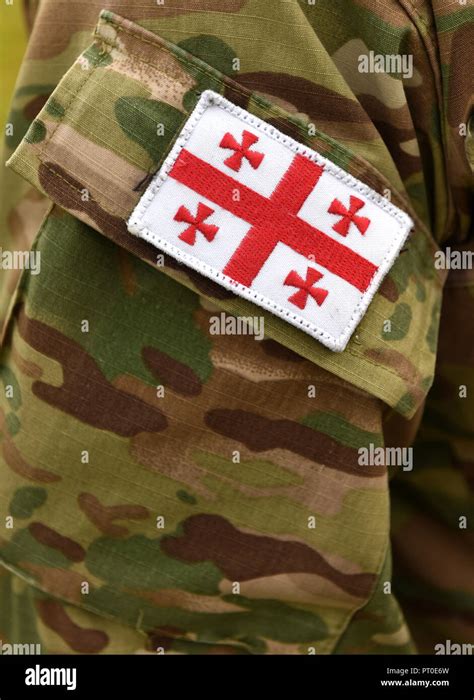 Georgian Patch Flag On Soldiers Arm Georgia Troops Stock Photo Alamy