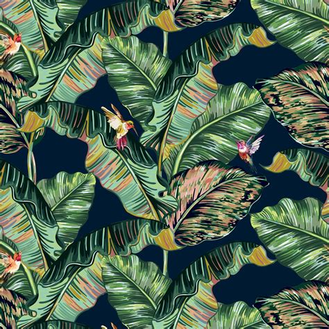 Tropic Like Its Hot Wallpaper In Indigo Blue And Tropical Green