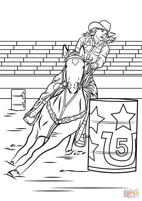 Here is a coloring sheet of shire horse, a breed of draught horse. Rodeo Barrel Horse Coloring Page | Horse coloring, Horse ...