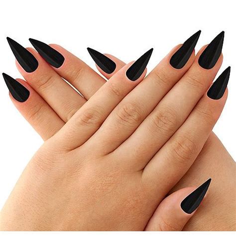 Black Witch Nails 10ct Witch Nails Long Black Nails Black Coffin Nails